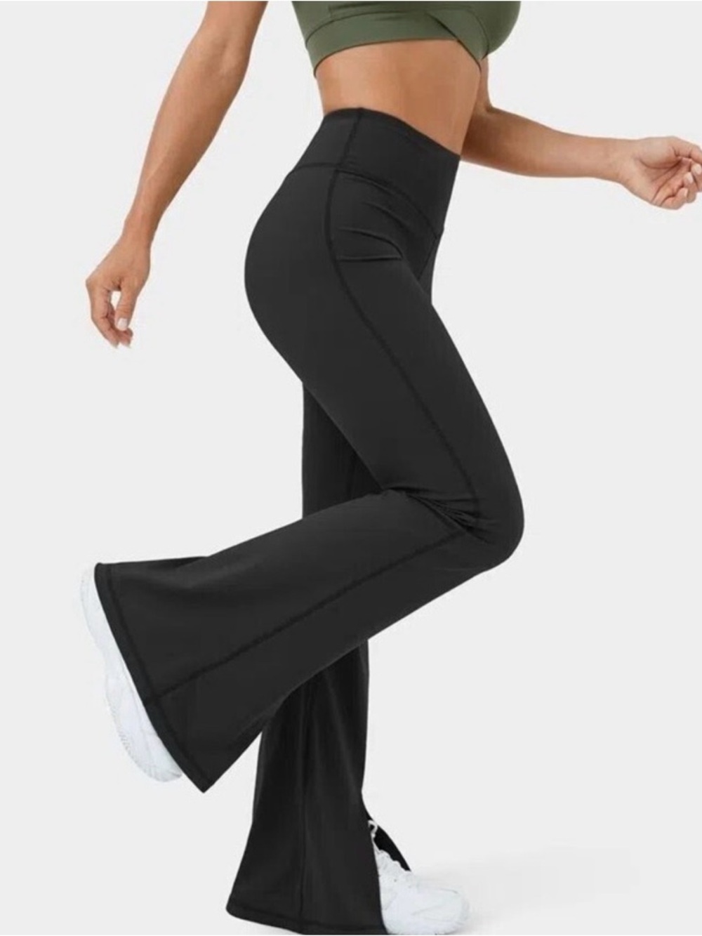 NWT Halara Cloudful High Waist Split Hem Super Flare Yoga Leggings Black size M - Picture 2 of 7